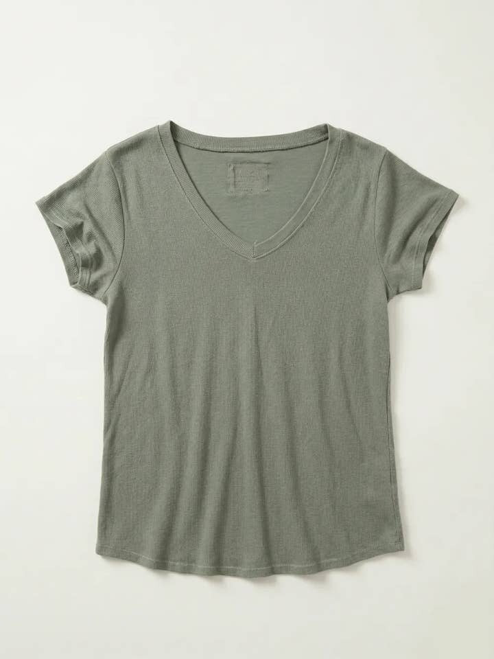 MYBVHLKK Basic V-Neck T-Shirt Hello Lover Kaki