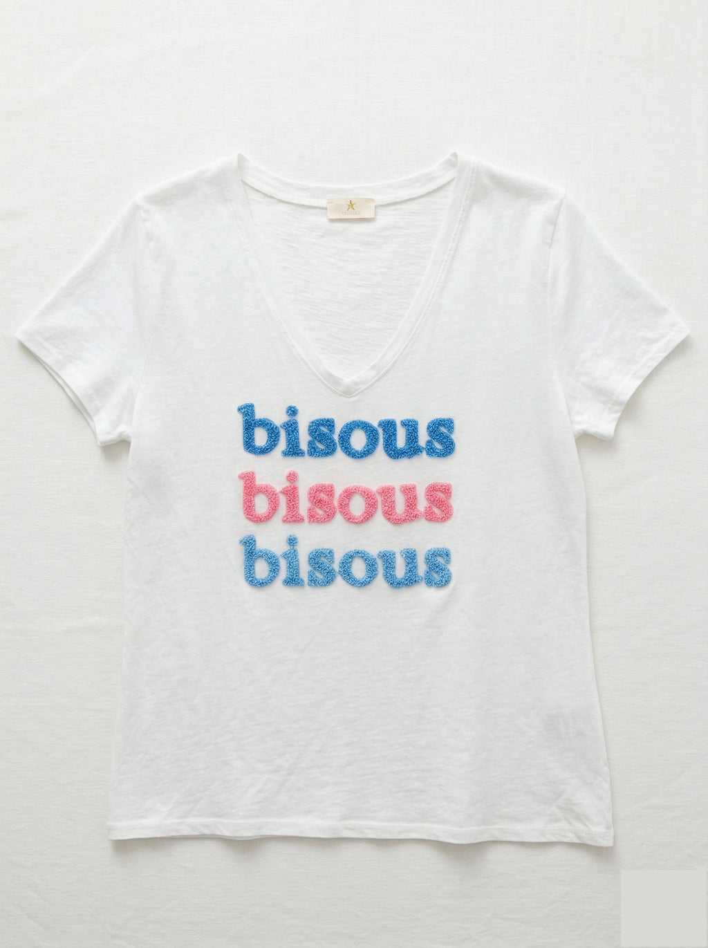 MYWEKBL White T-shirt with Embossed Kiss Blue