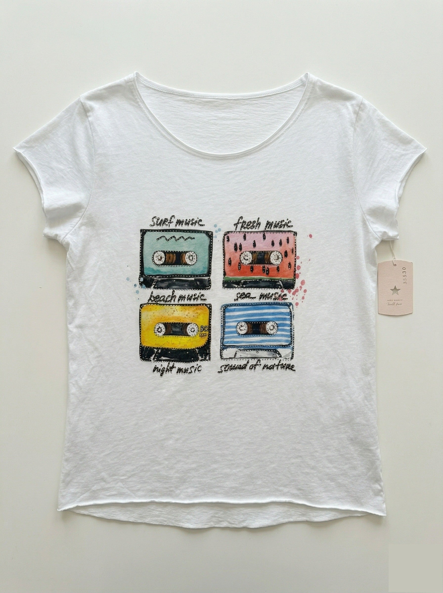MYWRCW White T-shirt Retro Cassettes White