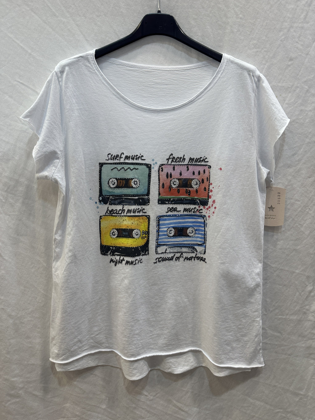 MYWRCW White T-shirt Retro Cassettes White