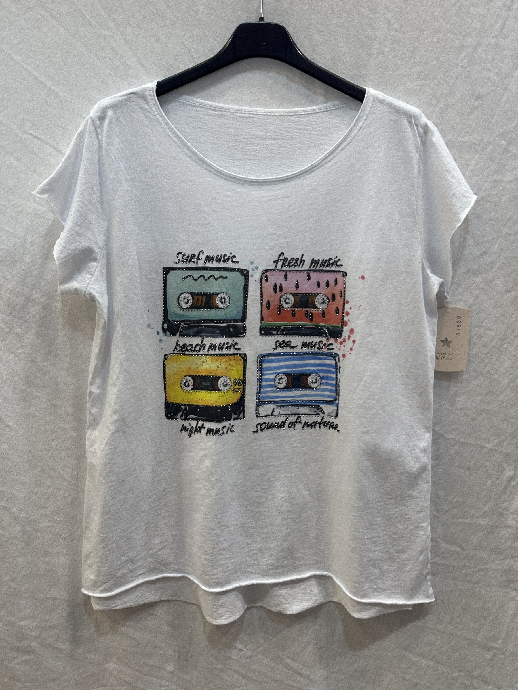 MYWRCW White T-shirt Retro Cassettes White