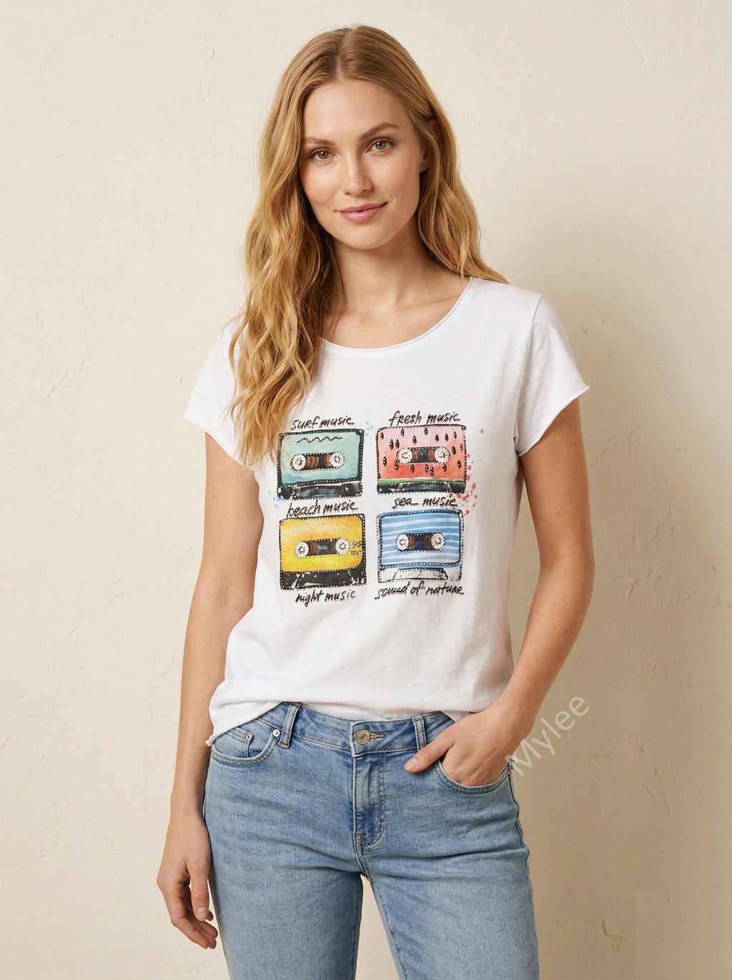 MYWRCW White T-shirt Retro Cassettes White