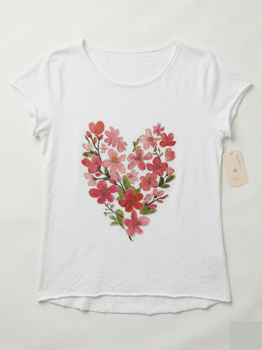 MYWCFHW White Coral Flower Heart T-shirt White