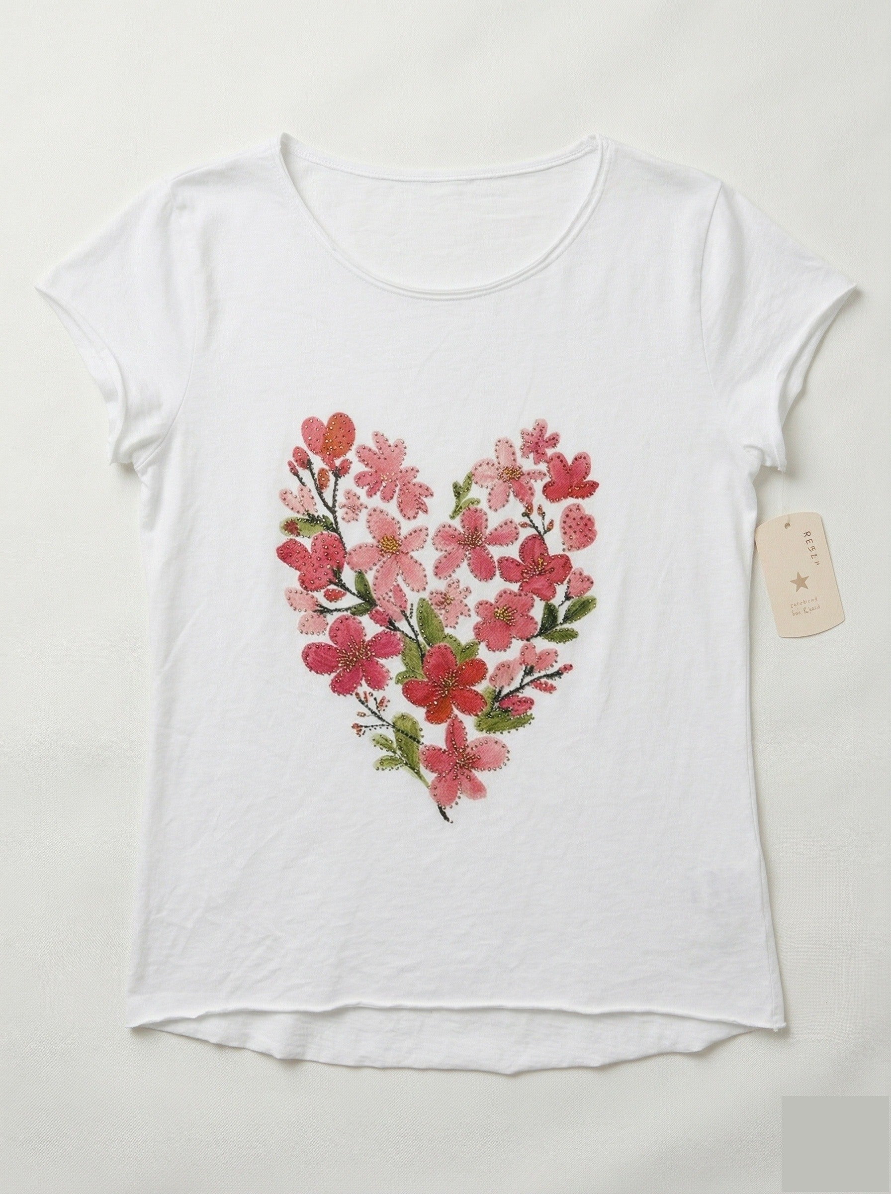 MYWCFHW White Coral Flower Heart T-shirt White