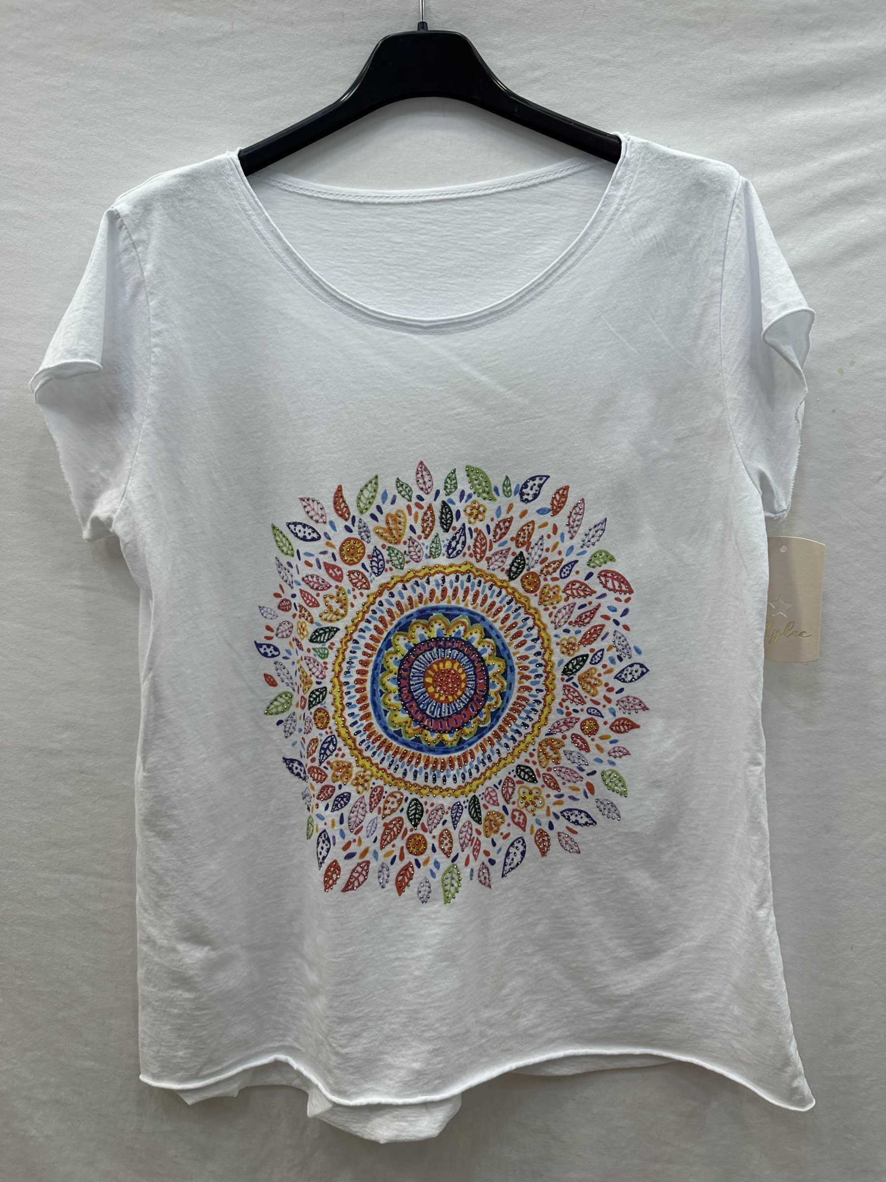 MYWMMW White Mandala T-shirt Multicolor White