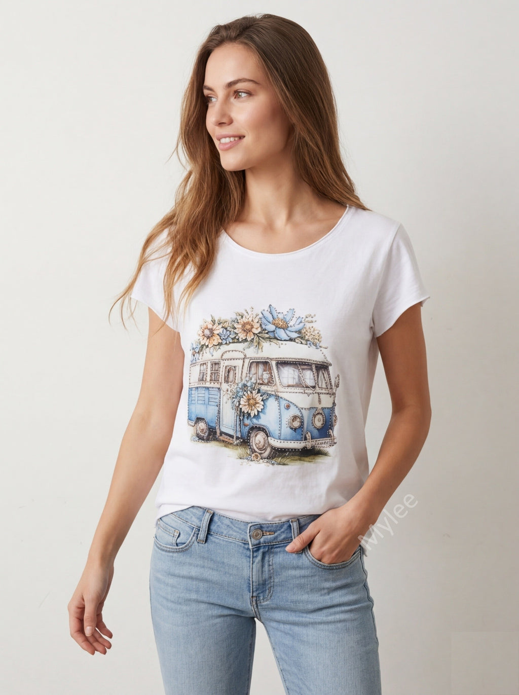 MYWFVW White Flower Van T-shirt White
