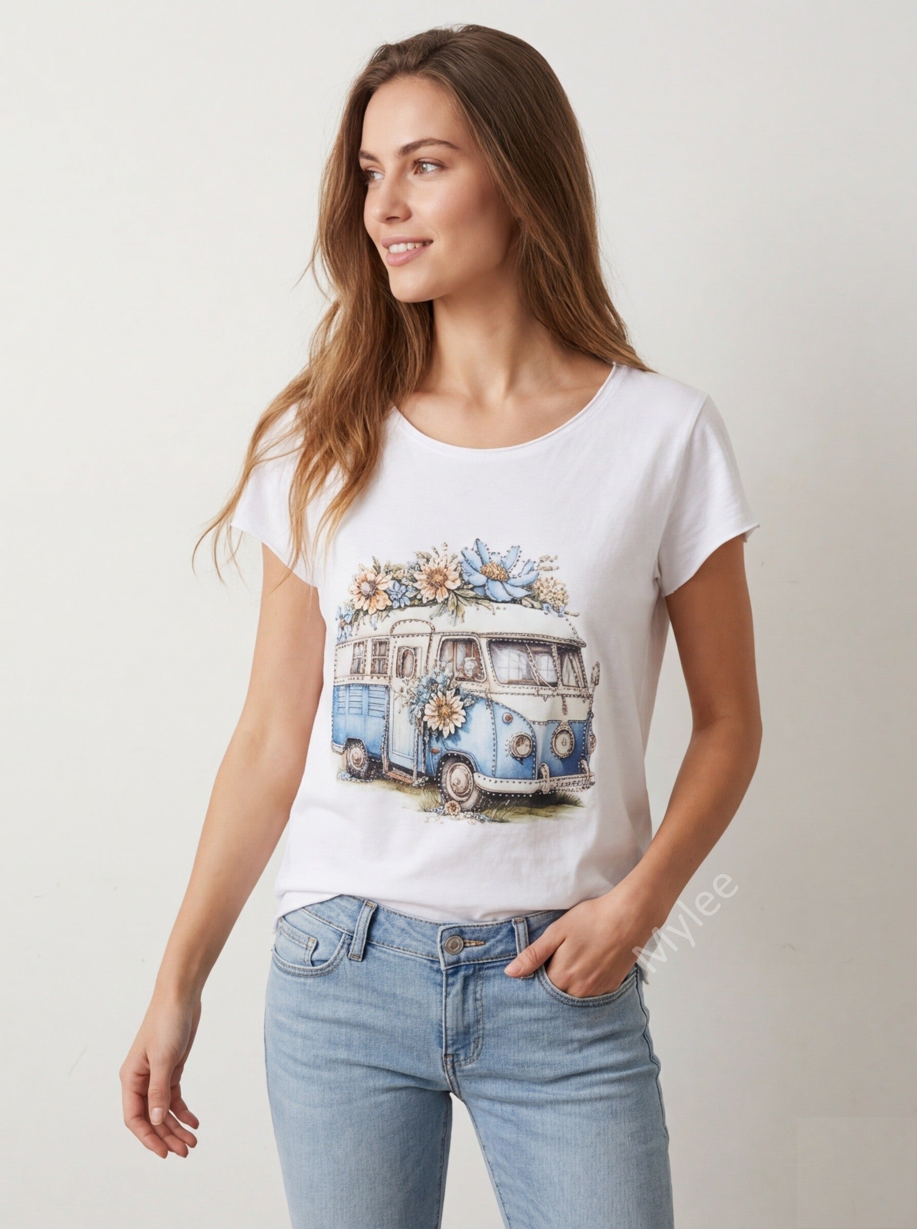 MYWFVW White Flower Van T-shirt White