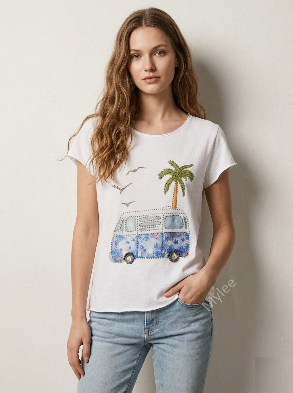 MYWVPW White Van Palmier T-shirt White