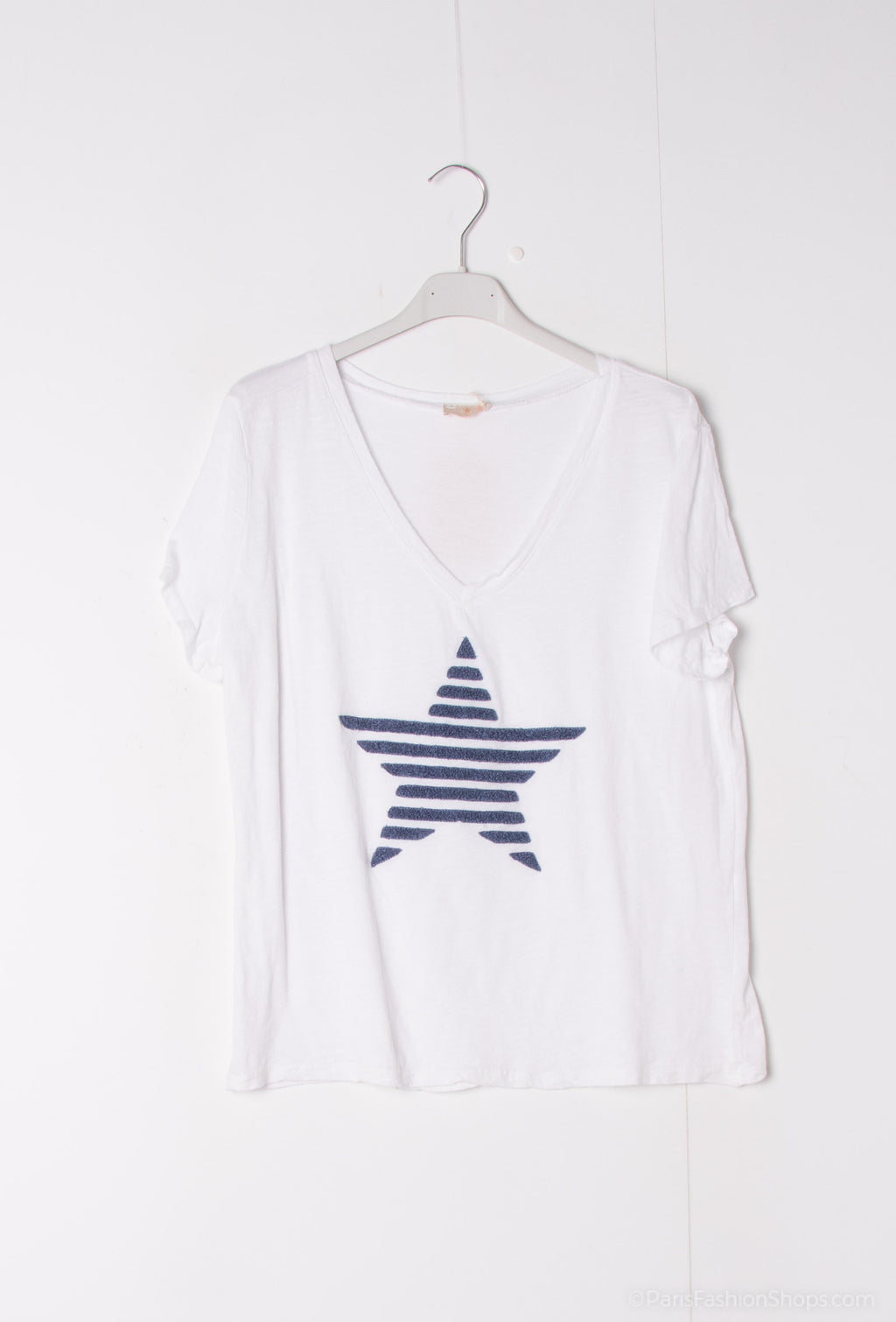 MYSSEDN Striped star embroidered t-shirt Denim