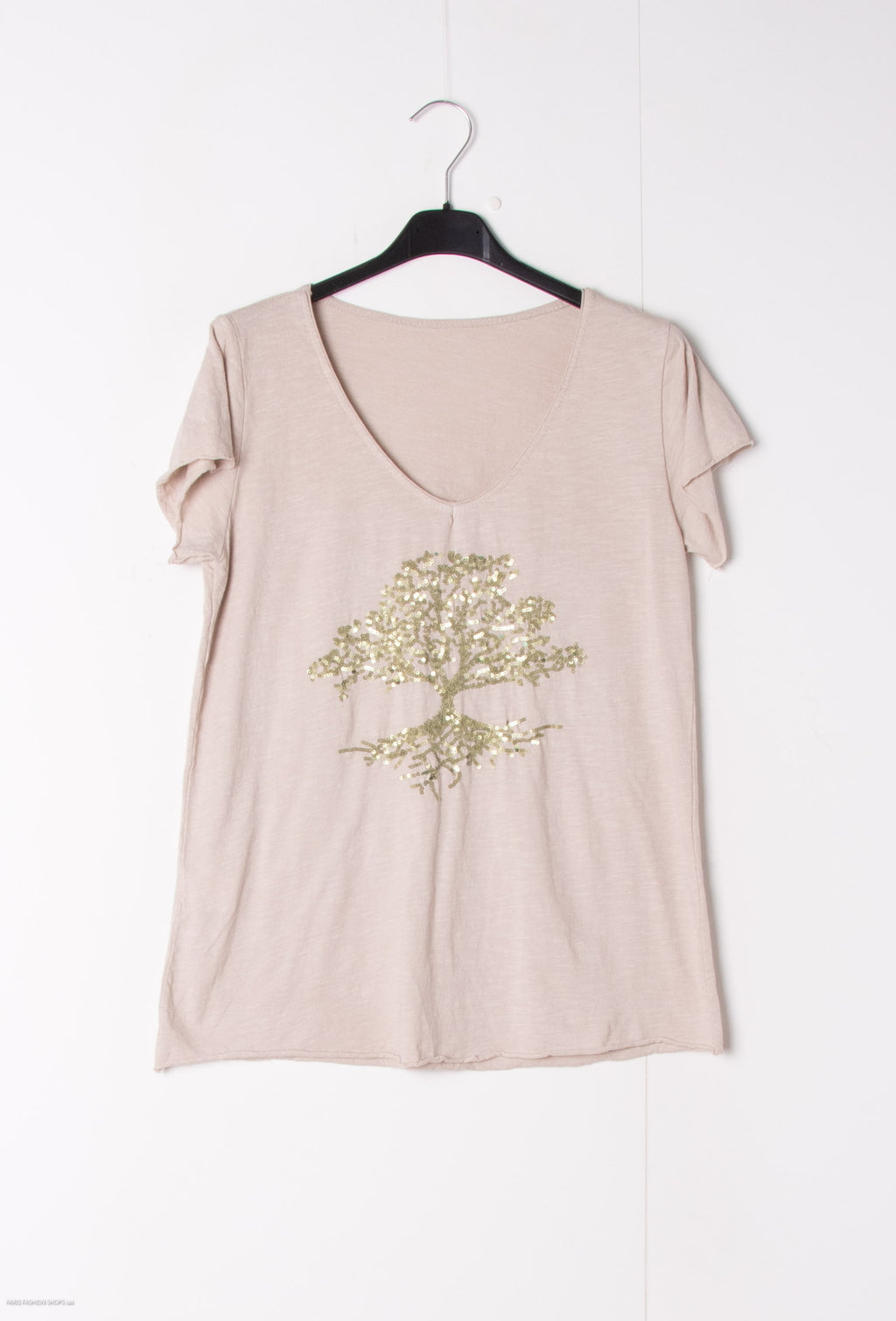 MYEGTBG T-shirt embroidered with glitter tree Beige