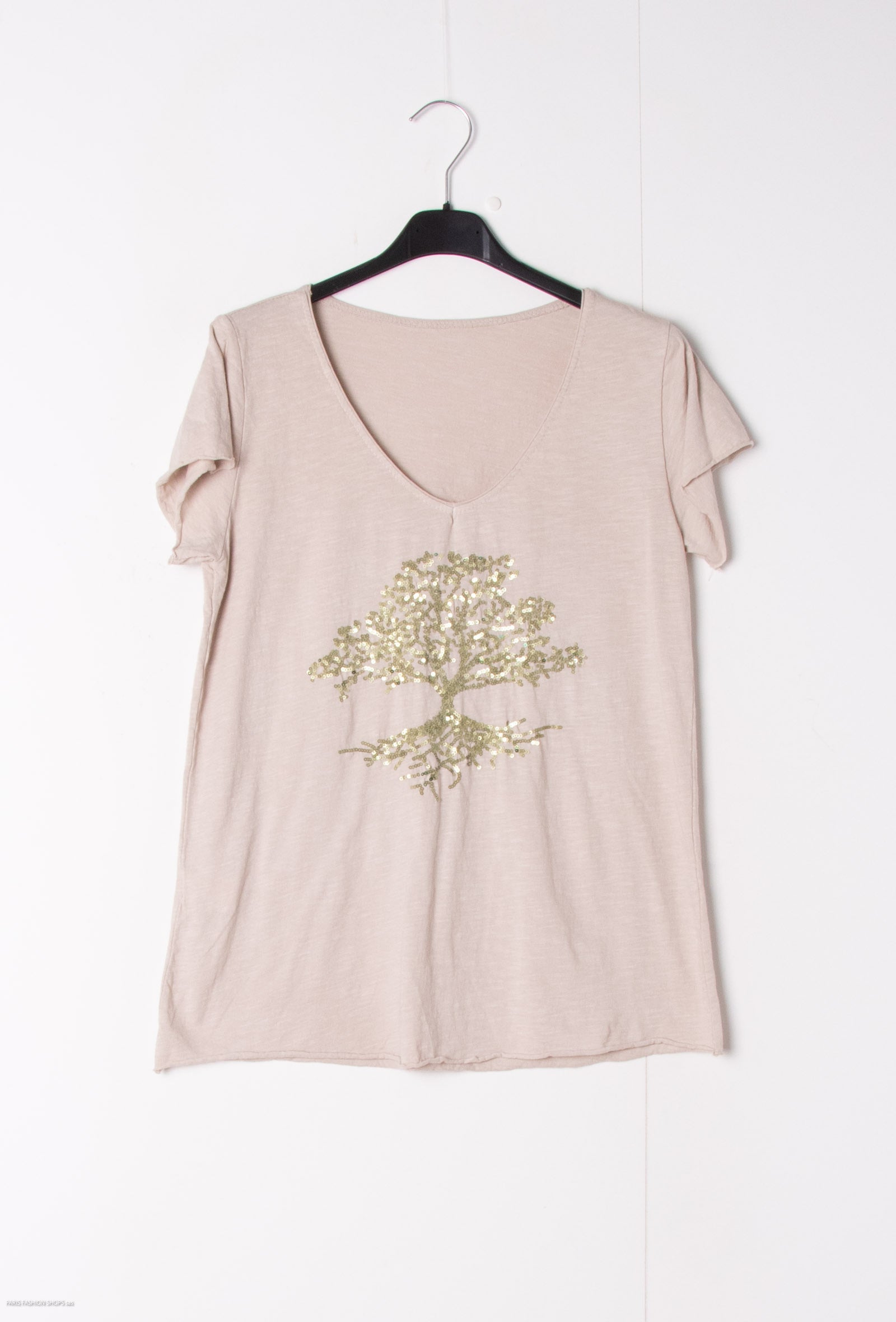 MYEGTBG T-shirt embroidered with glitter tree Beige