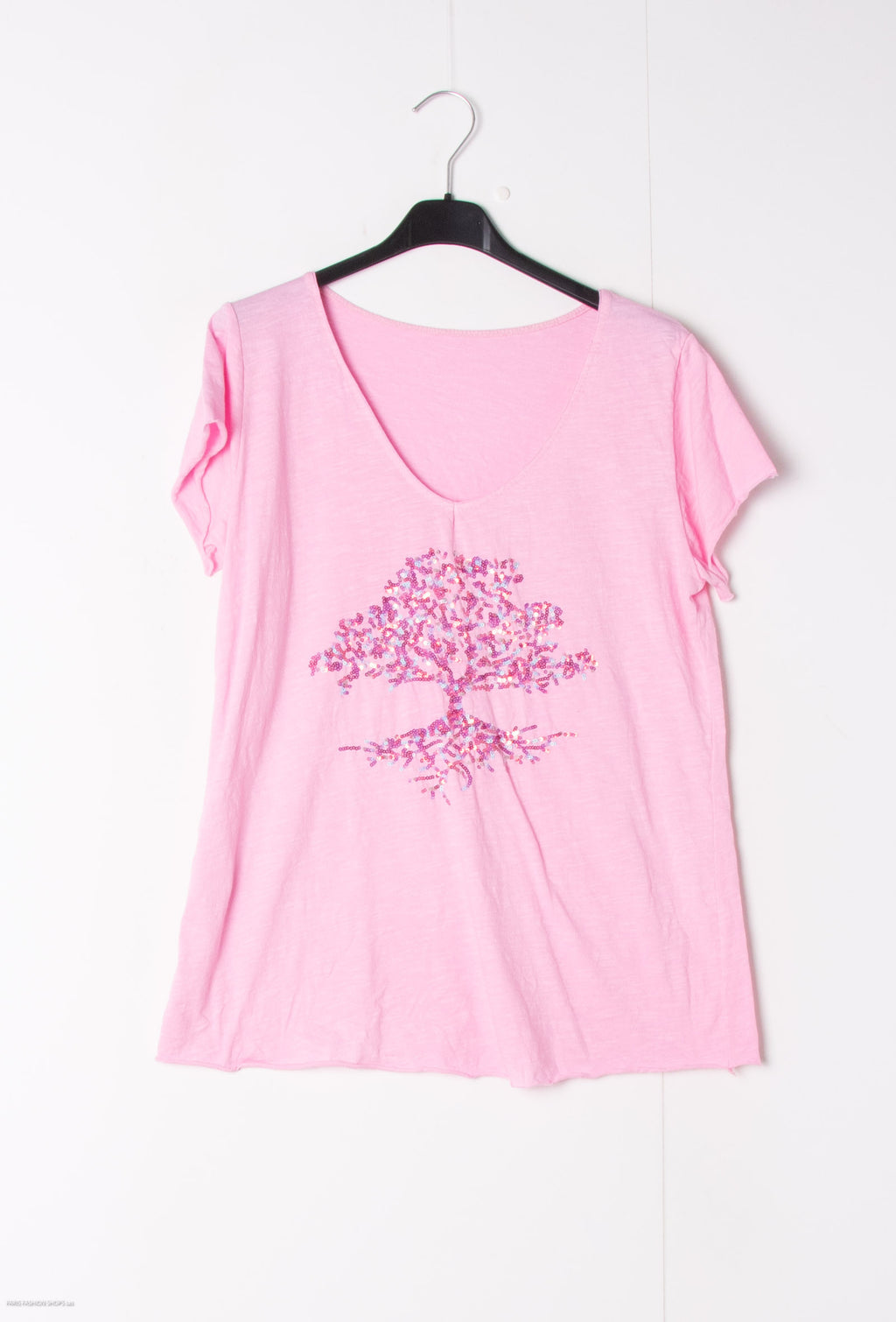MYEGTRS T-shirt embroidered with glitter tree Rose Shadow