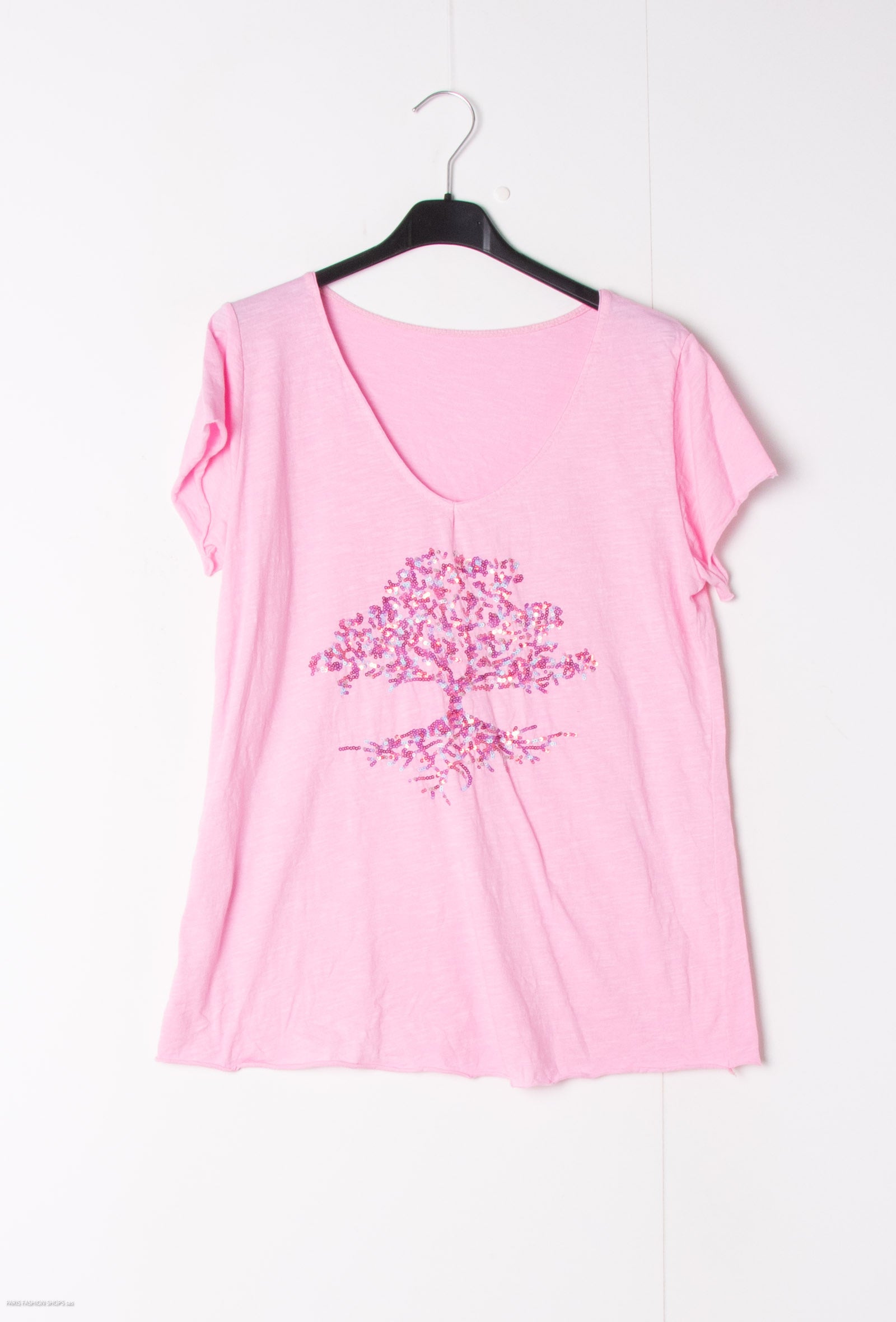 MYEGTRS T-shirt embroidered with glitter tree Rose Shadow