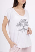 MYEGTPG T-shirt embroidered with glitter tree Pearl Gray
