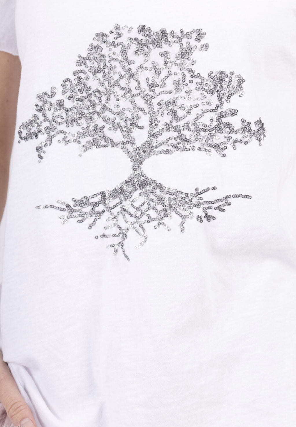 MYEGTPG T-shirt embroidered with glitter tree Pearl Gray