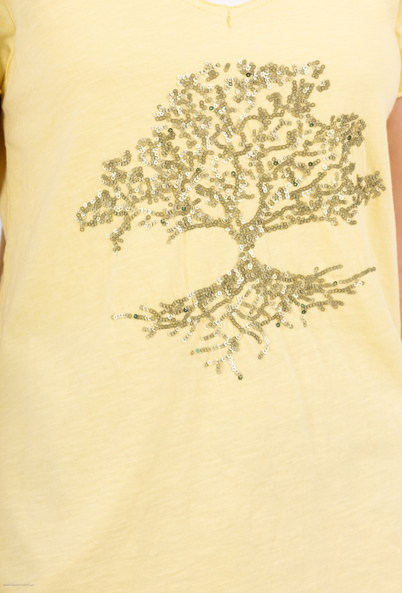 MYEGTY T-shirt embroidered with glitter tree Yellow