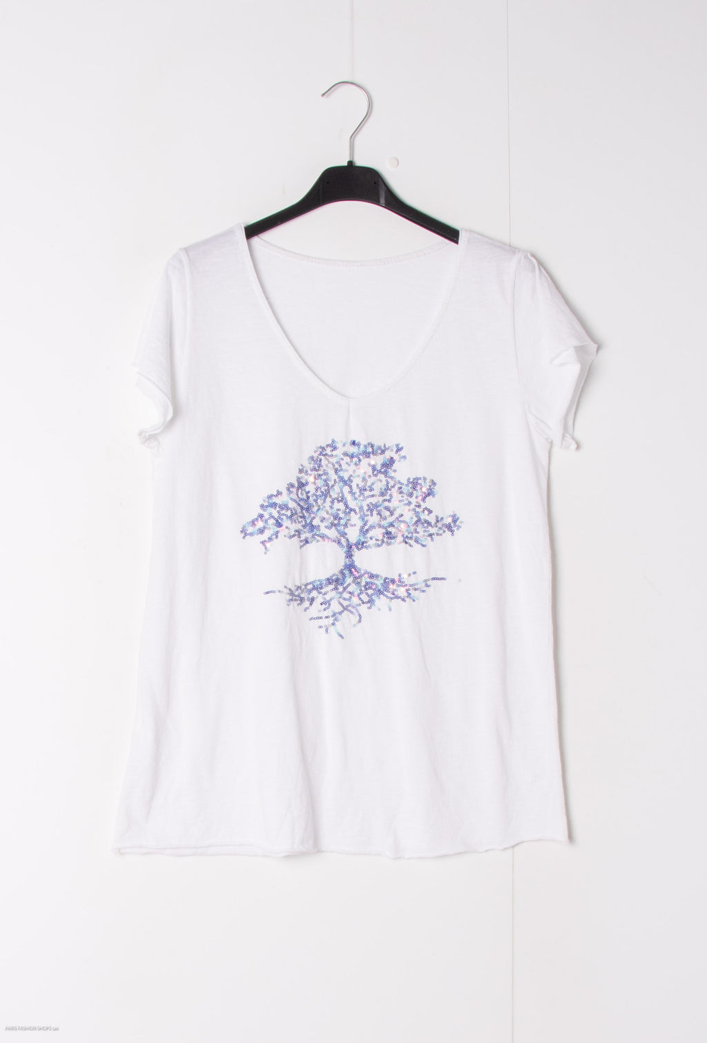 MYEGTLV T-shirt embroidered with glitter tree Lavender