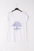MYEGTLV T-shirt embroidered with glitter tree Lavender