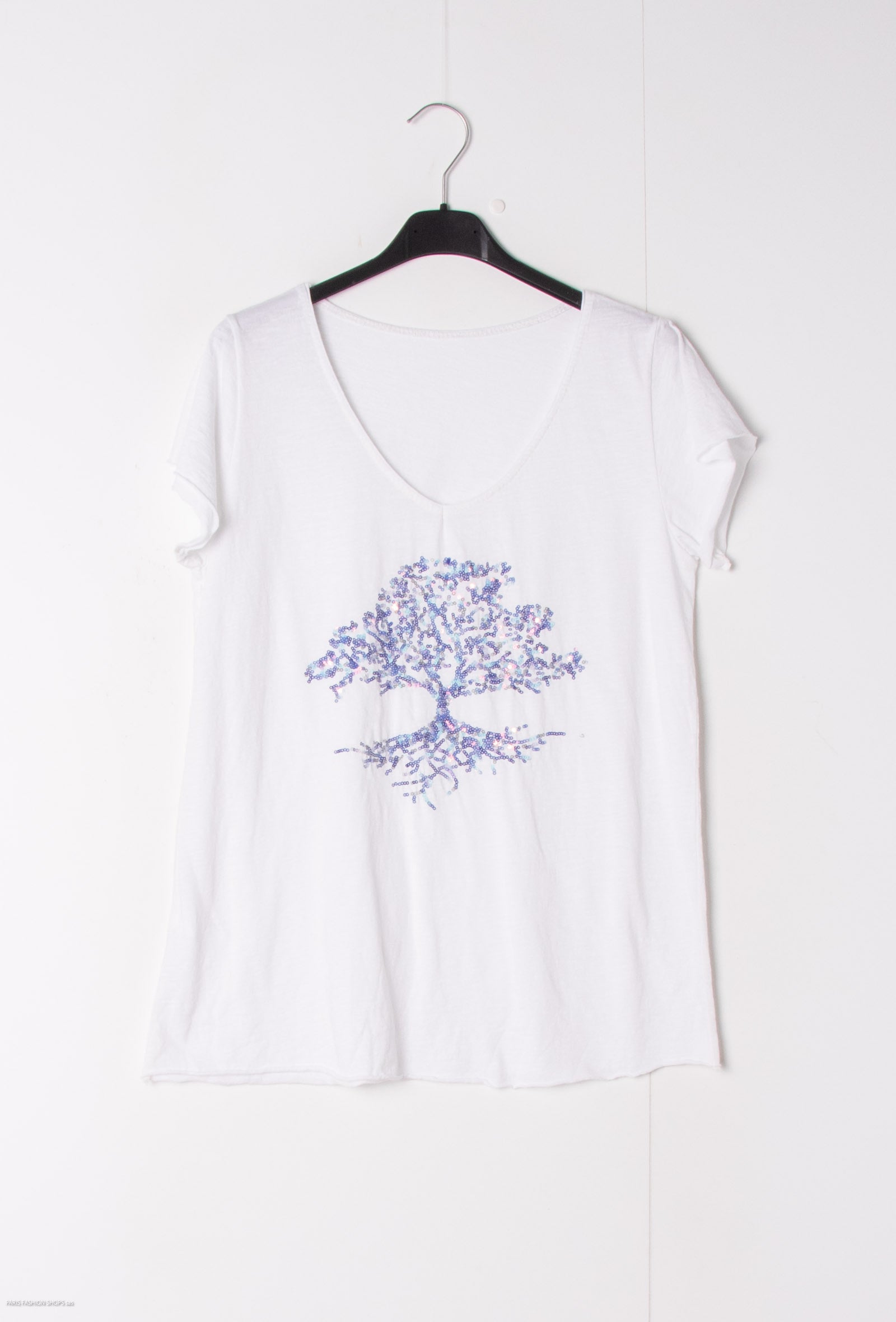 MYEGTLV T-shirt embroidered with glitter tree Lavender