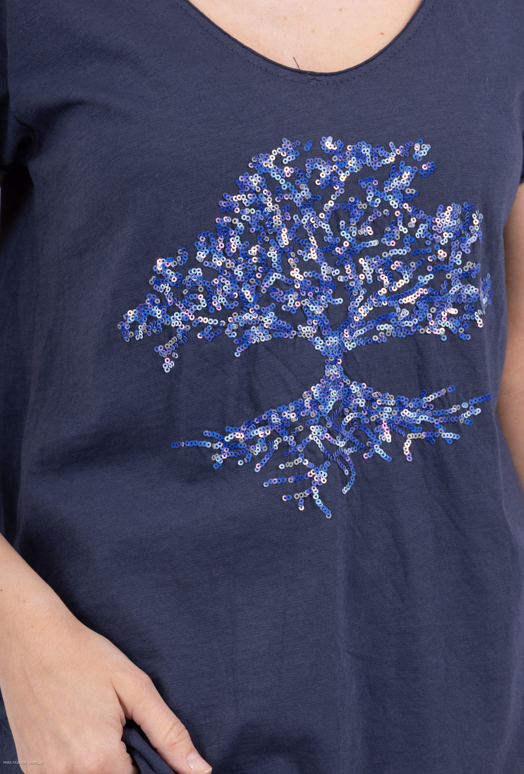 MYEGTNV T-shirt embroidered with glitter tree Navy