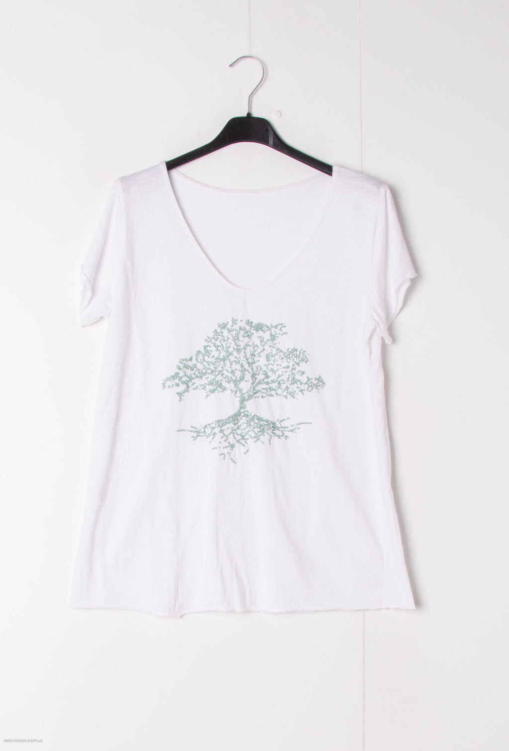 MYEGTAM T-shirt embroidered with glitter tree Aqua Marine