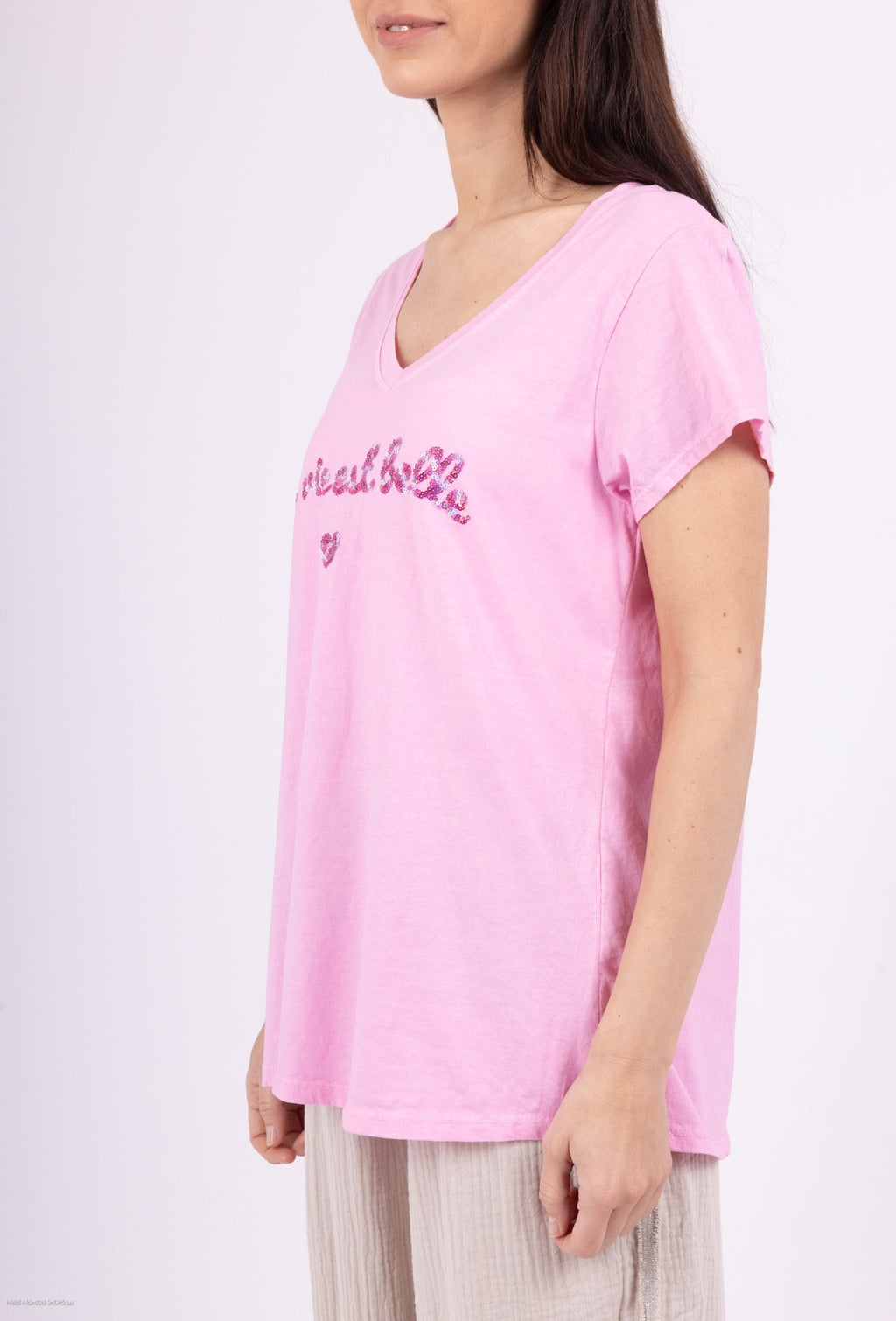 MYGEBRS Glottum embroidered t-shirt is beautiful Rose Shadow