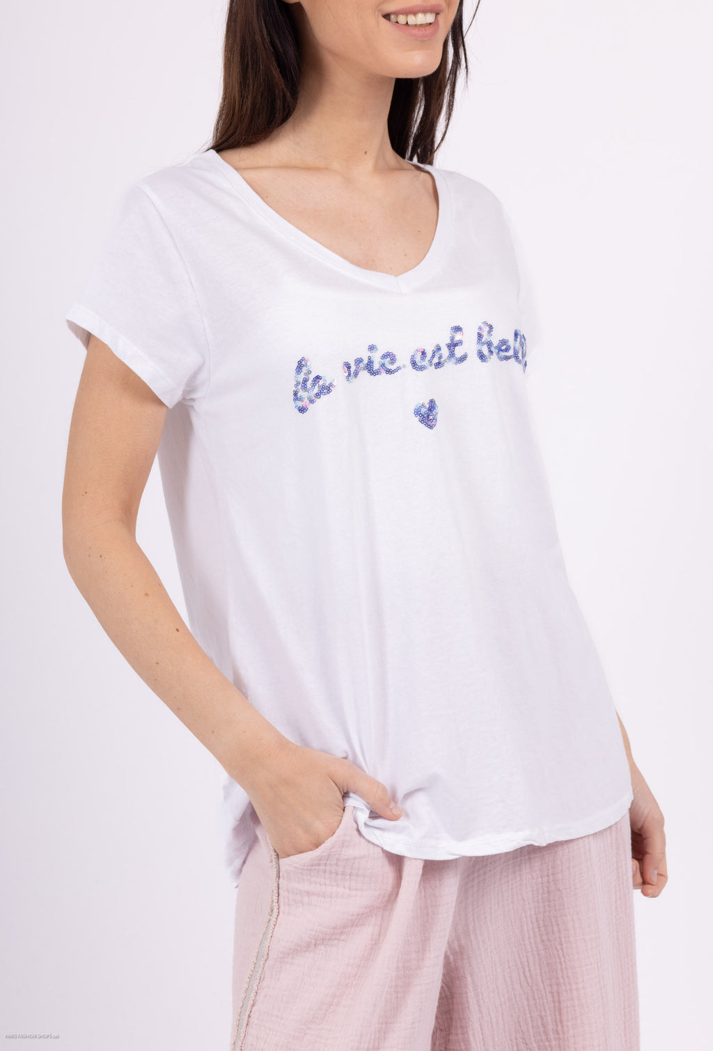 MYGEBLV Glottum embroidered t-shirt is beautiful Lavender