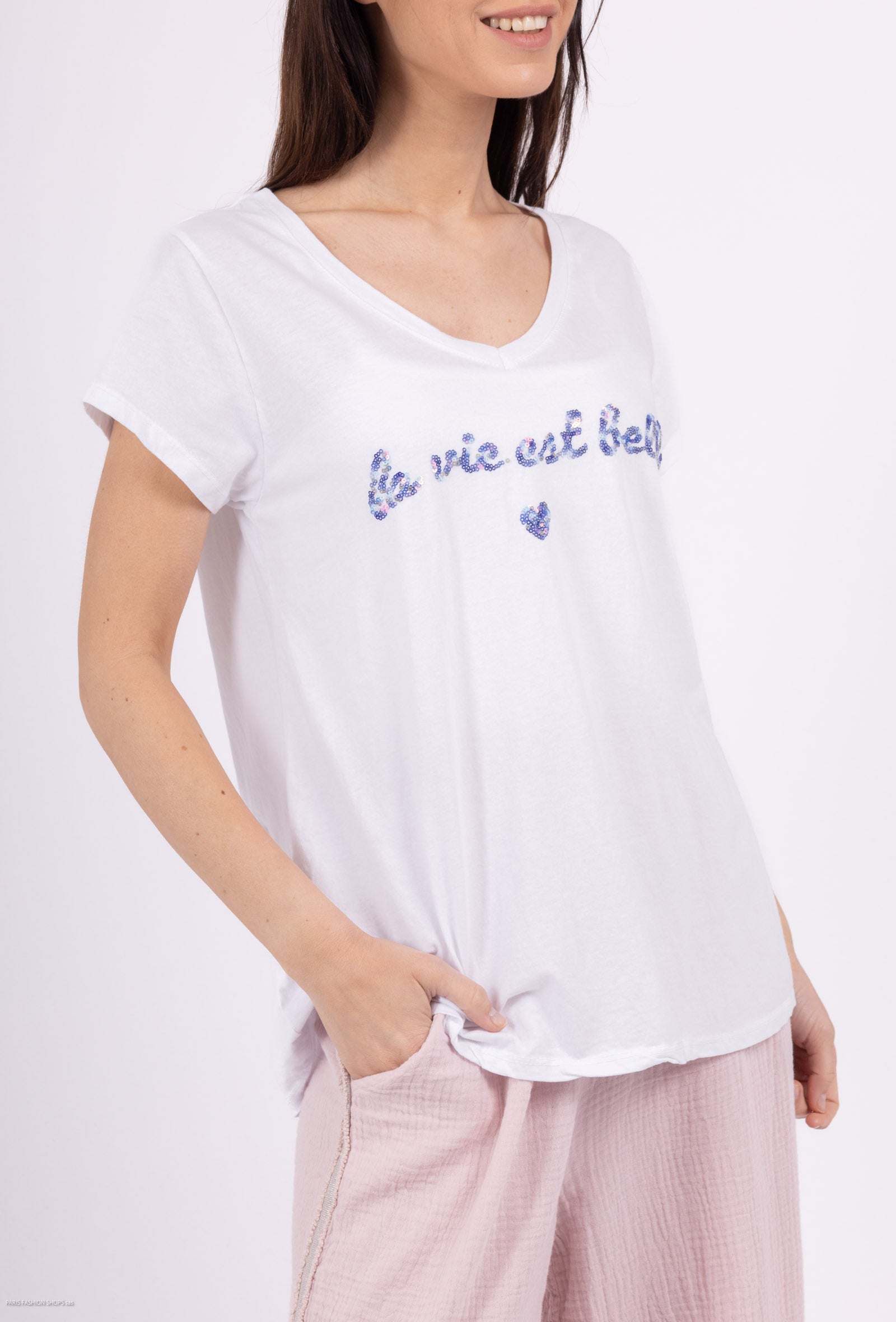 MYGEBLV Glottum embroidered t-shirt is beautiful Lavender