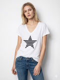 MYSSEEB Striped star embroidered t-shirt Estate Blue