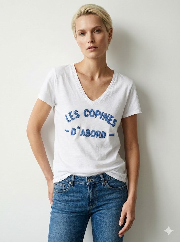 MYGEFJN Girlfriend embroidered t-shirt first Jeans