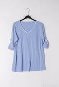 MYCVSB Gingham Collar t-shirt Sky Blue