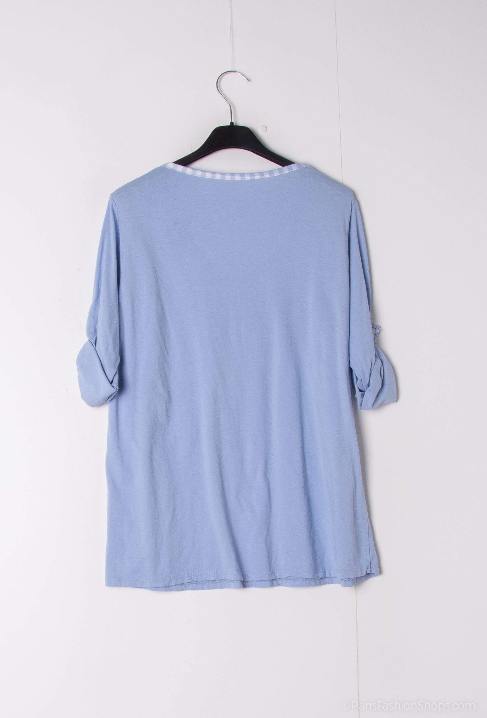MYCVSB Gingham Collar t-shirt Sky Blue