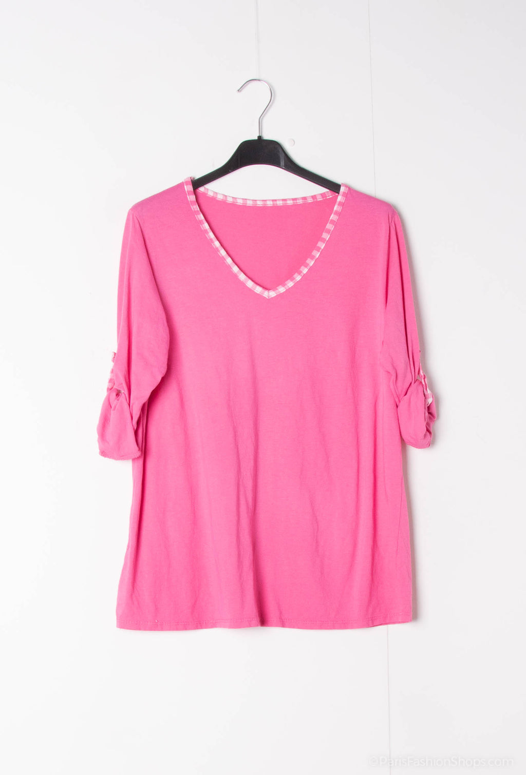 MYCVFU Gingham Collar t-shirt Fuchsia