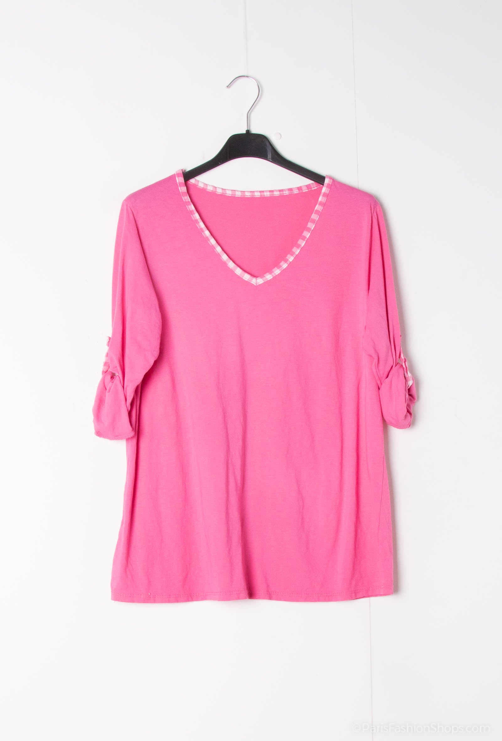MYCVFU Gingham Collar t-shirt Fuchsia
