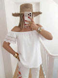 ESTTSWH Sangallo Lace Cotton T-Shirt White