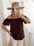 ESTTSCH Sangallo Lace Cotton T-Shirt Chocolate