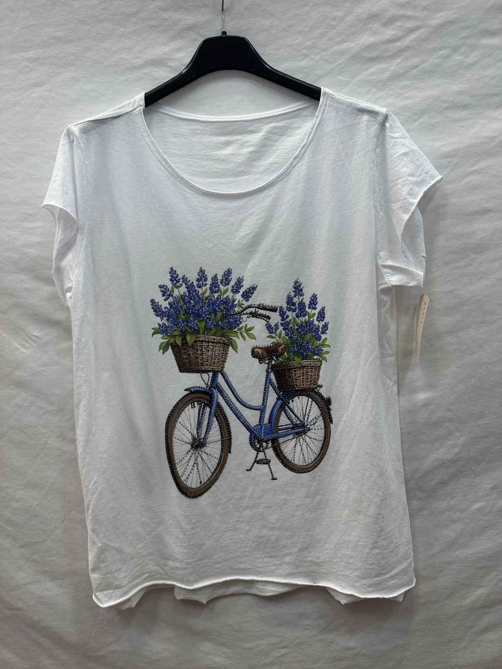 MYFBPRNW Floral Bicycle Print Round Neck T-shirt White