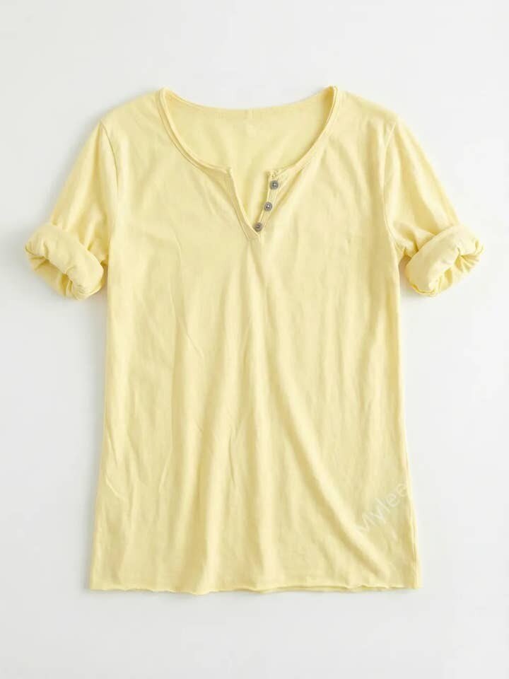 MYMLLY T-Shirt 3/4 Sleeve Light Yellow