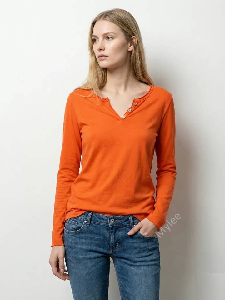 MYMLOR T-Shirt 3/4 Sleeve Orange