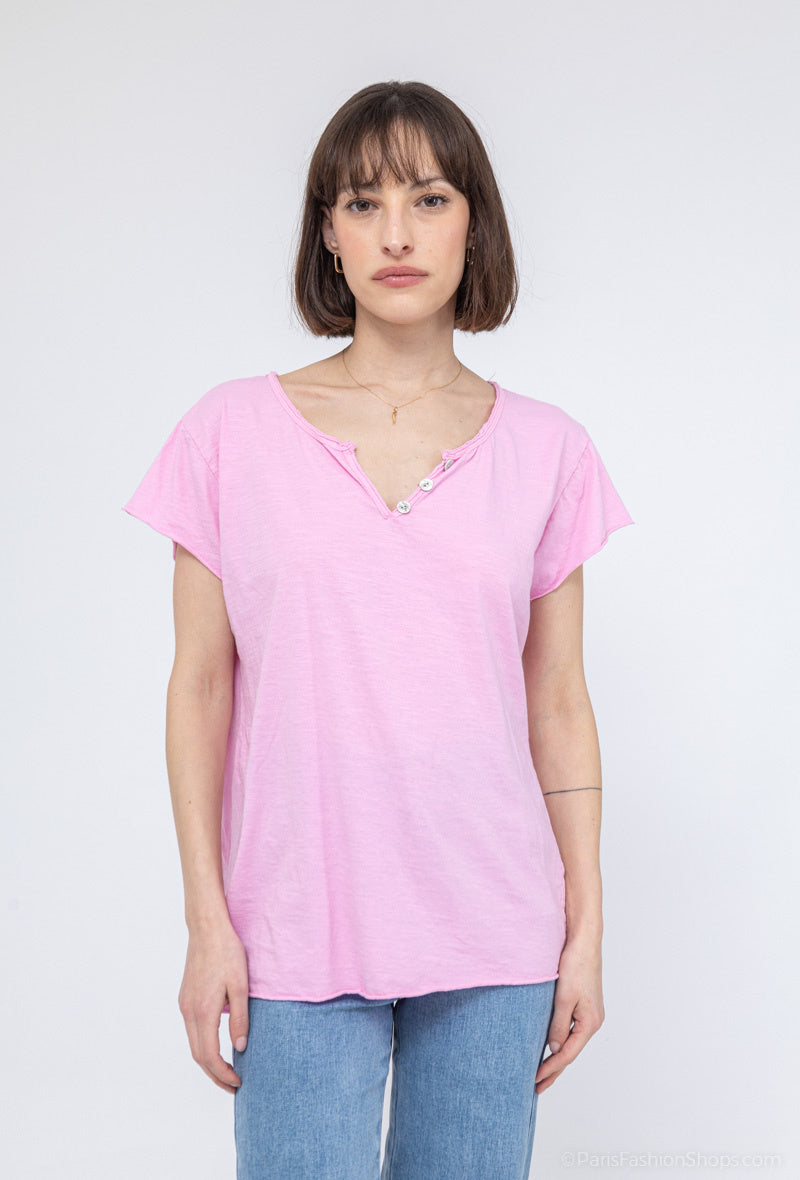 MYCTRS T-shirt Tunisian Collar Rose Shadow