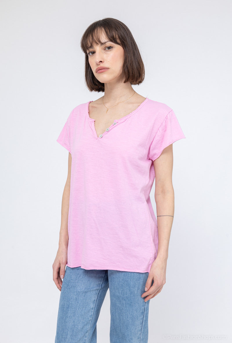MYCTRS T-shirt Tunisian Collar Rose Shadow
