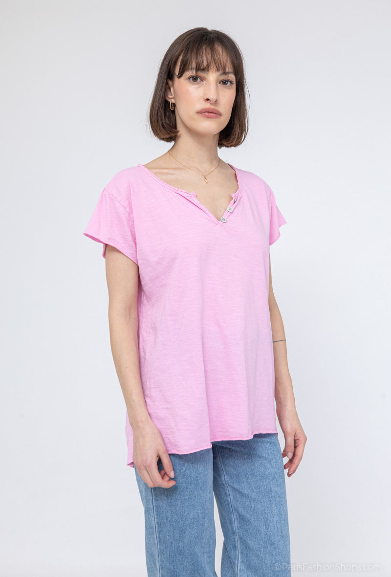MYCTRS T-shirt Tunisian Collar Rose Shadow