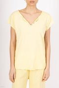 MYCTLY T-shirt Tunisian Collar Light Yellow