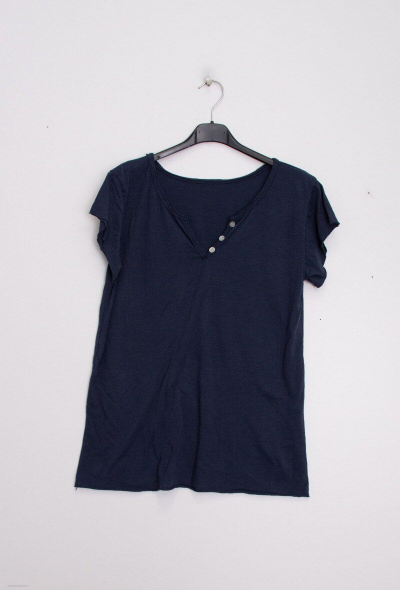MYCTNV T-shirt Tunisian Collar Navy