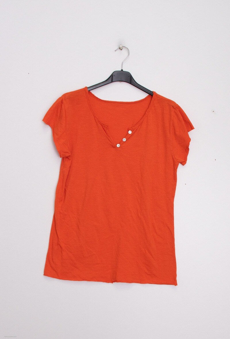 MYCTOR T-shirt Tunisian Collar Orange