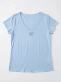 MYVLHLB V-Neck T-shirt with Liberty Heart Light Blue