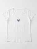 MYVLHEB V-Neck T-shirt with Liberty Heart Estate Blue