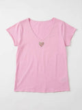 MYVLHRS V-Neck T-shirt with Liberty Heart Rose Shadow