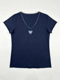 MYVLHNV V-Neck T-shirt with Liberty Heart Navy