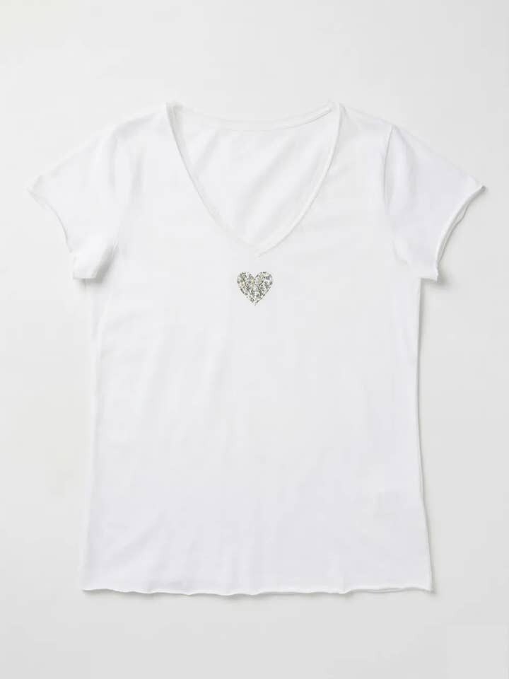 MYVLHOL V-Neck T-shirt with Liberty Heart Olive